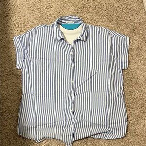 *3 for $18 *Beach lunch lounge Sz Large Blue and White Striped button down